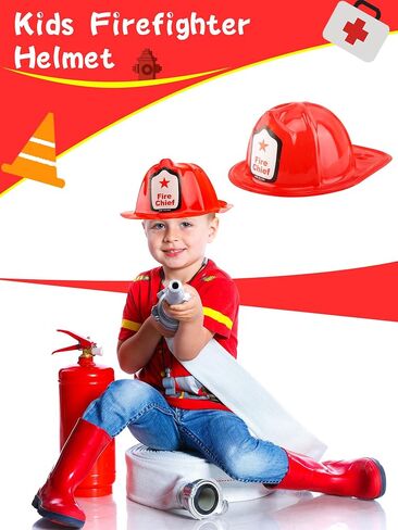 80 Pack Firefighter Hats Bulk Plastic Fireman Helmets Red Fire Chief Helmet for Birthday Halloween Role Play Party Dress Up Accessory in Kuwait