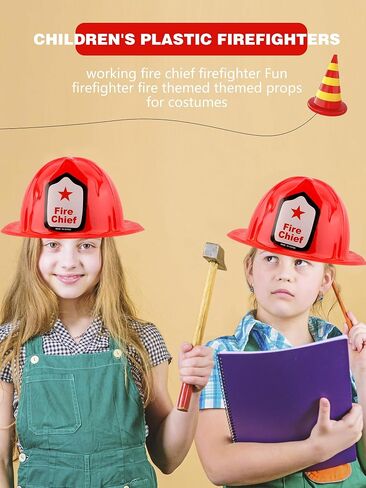 80 Pack Firefighter Hats Bulk Plastic Fireman Helmets Red Fire Chief Helmet for Birthday Halloween Role Play Party Dress Up Accessory in Kuwait