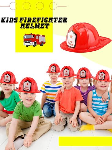 80 Pack Firefighter Hats Bulk Plastic Fireman Helmets Red Fire Chief Helmet for Birthday Halloween Role Play Party Dress Up Accessory in Kuwait