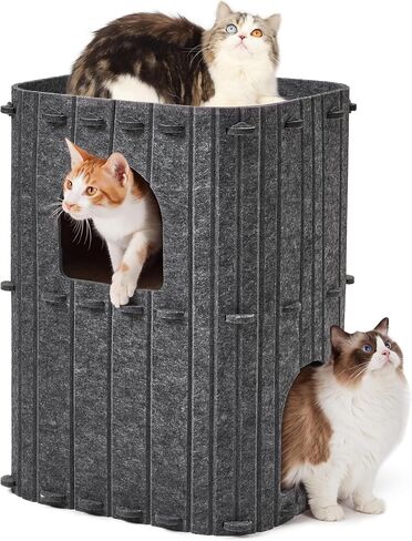 FUKUMARU Cat House for Indoor Cats, Warm Felt Cat Bed, Scratch Resistant in Kuwait