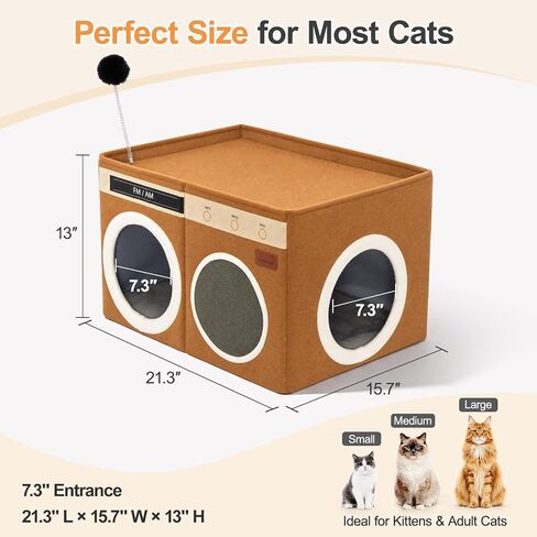 Retro Radio Cat House, Large Foldable Cat Bed Indoor Cat Cave in Kuwait