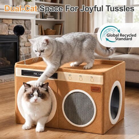 Retro Radio Cat House, Large Foldable Cat Bed Indoor Cat Cave in Kuwait