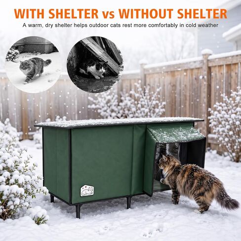 Heated Outdoor Cat House, Weatherproof Shelter with Heating Pad, Winter Use in Kuwait