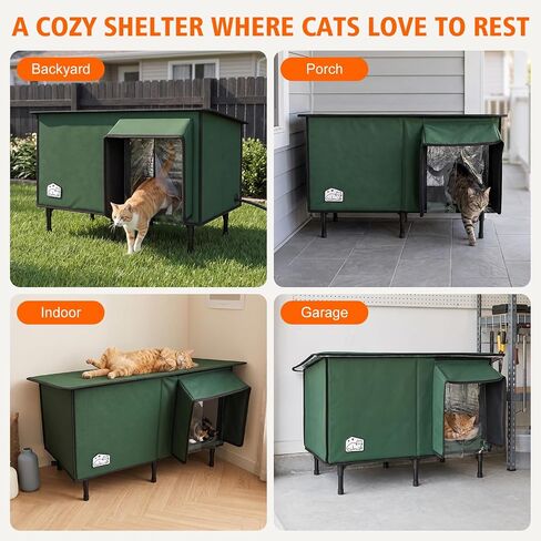 Heated Outdoor Cat House, Weatherproof Shelter with Heating Pad, Winter Use in Kuwait