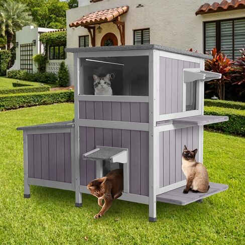 GUTINNEEN Large 2 Story Heated Cat House for Outside Weatherproof in Kuwait