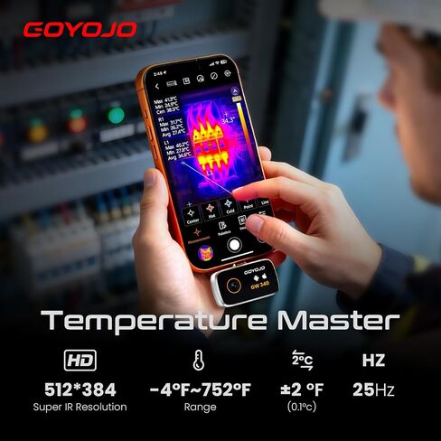 GOYOJO 256x192 Thermal Imaging Camera with Dual-Light Fusion, -4~1022°F, Handheld Infrared Thermal Imager for Home Inspection HVAC Electrical Plumbing Leak Detection and Mechanical Maintenance in Kuwait