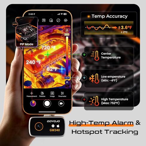 GOYOJO 256x192 Thermal Imaging Camera with Dual-Light Fusion, -4~1022°F, Handheld Infrared Thermal Imager for Home Inspection HVAC Electrical Plumbing Leak Detection and Mechanical Maintenance in Kuwait