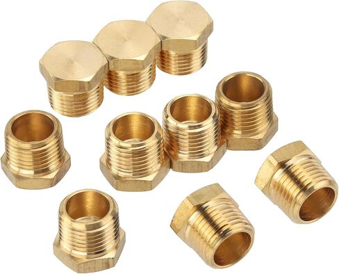 LTWFITTING Brass Pipe Hex Head Plug Fittings 1/2-Inch Male NPT Air Fuel Water Boat(Pack of 10) in Kuwait