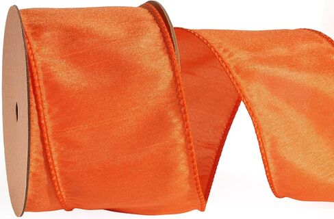 LaRibbons Orange Ribbon Wired Fall Halloween Dupioni, 1" x 10 Yards in Saudi Arabia