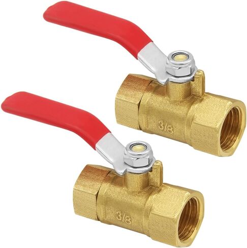 Uenede 2PCS 3/8 Inch Brass Mini Ball Valve 3/8" Female to 3/8" Female Thread Shut-off Valve with Operation Handle Pipe Threaded Fittings for Water/Oil/Gas in Kuwait