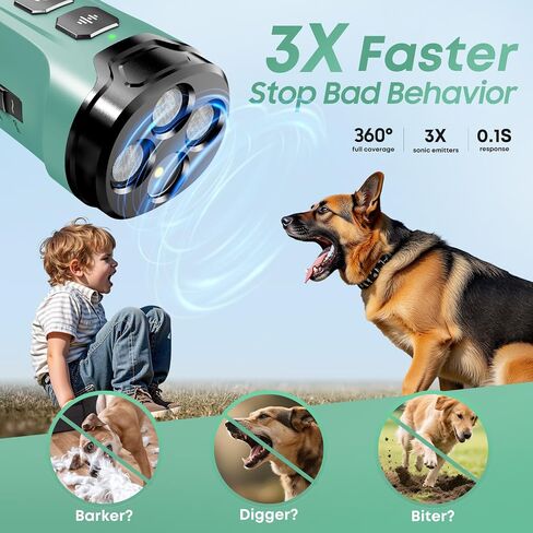 Dog Bark Deterrent Devices - Humane & Effective Training Dog, Stop No More Barking with 3X Ultrasonic Emitters (Light Green) in Kuwait