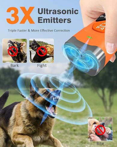 Dog Bark Deterrent Devices | Stop Your & Neighbor’s Dog Barking | 3X Ultrasonic & 23ft Range Anti Barking Device | Dog Behavior Correction Training Indoor Outdoor in Kuwait