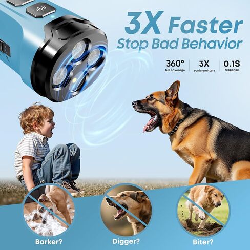 Dog Bark Deterrent Devices - Humane & Effective Training Dog, Stop No More Barking with 3X Ultrasonic Emitters (Light Blue) in Kuwait