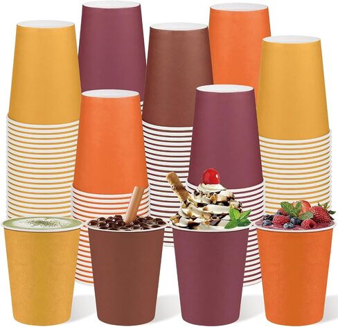 60 Pack 9 oz Fall Paper Cups, 4 Solid Colors in Kuwait
