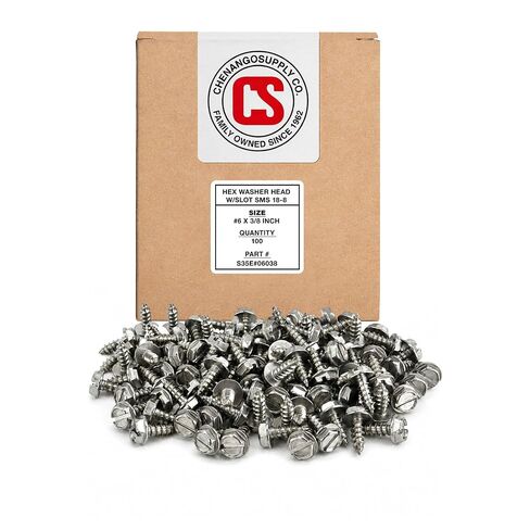 #6 X 1/2" Stainless Steel Hex Washer Head w/Slot Sheetmetal Screw (3/8" to 1" in Listing) 100 pcs Sheet Metal Screws (#6x1/2 INCH) in Kuwait