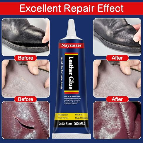 Leather Glue, Special Fabric Adhesive Permanent Clear Washable for BondingLeather and Different Materials (Leather Glue, 60 ML * 1 Pack) in Kuwait