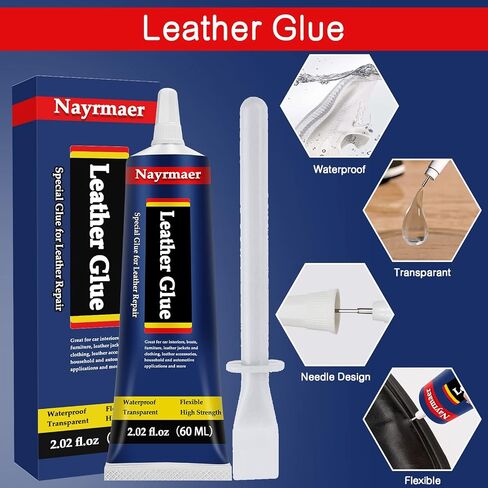 Leather Glue, Special Fabric Adhesive Permanent Clear Washable for BondingLeather and Different Materials (Leather Glue, 60 ML * 1 Pack) in Kuwait