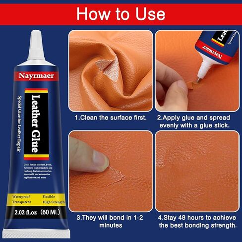 Leather Glue, Special Fabric Adhesive Permanent Clear Washable for BondingLeather and Different Materials (Leather Glue, 60 ML * 1 Pack) in Kuwait