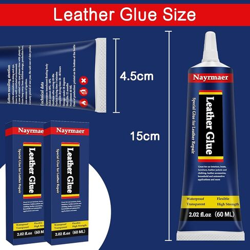 Leather Glue, Special Fabric Adhesive Permanent Clear Washable for BondingLeather and Different Materials (Leather Glue, 60 ML * 1 Pack) in Kuwait