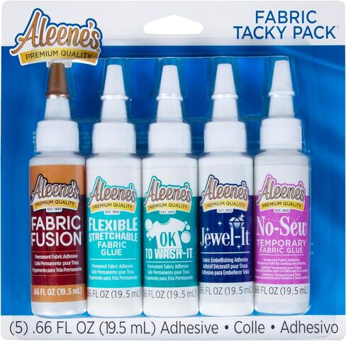Aleene's Tacky Pack Fabric Glue, 5pk, 0.66 Fl Oz, Clear (25114) in Saudi Arabia