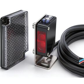 Twidec/ 0-2M Adjustable Indoor Wall Mounted Photoelectric Beam Sensor NPN (NO Or NC Switchable ) photoelectric Sensor Switch Proximity Switch 2m line Cable Induction with Reflector Panel E3Z-R61-Z-G in Kuwait