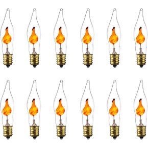 Sunlite 01506-SU Petite Chandelier Flicker Flame Light Bulb Candelabra Base, orange, E12, Clear, 12 Pack, 3 watts in Saudi Arabia