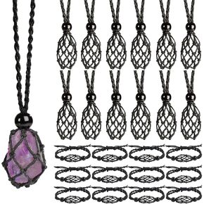 Anjiucc 24 Pack Crystal Cage Necklace Holder, Empty Stone Holder for Pendant, Hand-Woven Cord with Adjustable Length in Saudi Arabia