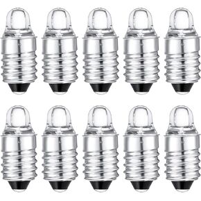 Honoson 10 Pieces E10 LED Bulbs 3 Volt Miniature Flashlight Bulbs E10 Replacement Bulbs Mini Lamps Cool White in Saudi Arabia