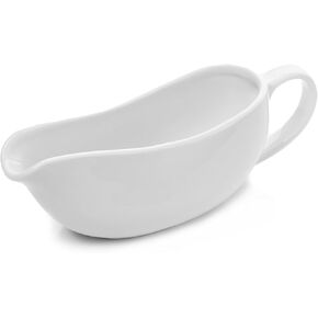 WishDeco White Gravy Boat, 8oz Ceramic Gravy Jug, Small Sauce Jug with Smooth Handle, Porcelain Sauce Boat for Salad Dressing, Broth, Cream, Milk in Kuwait