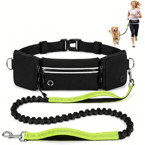 Hands Free Dog Leash 3 Zipper Pounchs with Reflective Strips Poop Bag Dispenser,Waterproof Dog Walking Belt,Dual Handles and Durable Bungee,Waist Leash for Dog Walking,Jogging and Running in Kuwait