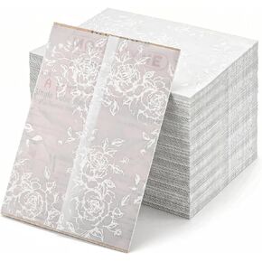 KongTiva 100 Pcs Vellum Jackets for 5x7 Invitations, Pre-Folded Paper Envelope Inserts, White Flower Wedding Invitation Accessories Kit Transparent Sleeves for Bridal Shower Envelope Inserts Liners in Kuwait