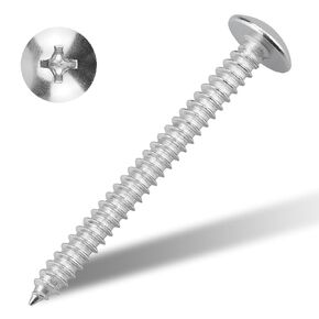 #10 x 1-1/2" Truss Head Wood Screw, Phillips Truss Head Self Tapping Sheet Metal Tek Screw, 18-8 Stainless Steel 304, Brgiht Finish, 100 PCS in Saudi Arabia
