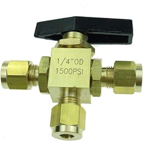 HongBoW Brass Instrument 3 Way Ball Valve L Port Panel Mounted (1/4" NPT) in Kuwait