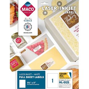 MACO Printable Labels for Shipping - Laser/Ink Jet Compatible Shipping Labels, 6 per Sheet, 3-1/3" x 4", Box of 250 Pages/1500 Labels, White in Saudi Arabia
