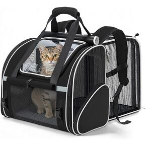 Lekereise Expandable Cat Backpack Carrier for Cats and Small Dogs up to 18 lbs, Breathable Pet Carrier Backpack with Extra Space, Sun Shade, Safety Leash, Hand Carry for Travel and Vet Visits, Pink in Kuwait