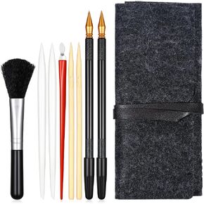 9 PCS Scratch Art Tools, Scratching Painting Art Set Tools: Including Tool Bag, Scratch Coloring Pens, Plastic and Wooden Stylus, Scraper, Clean Brush for Adults Painting Scratch Art in Kuwait