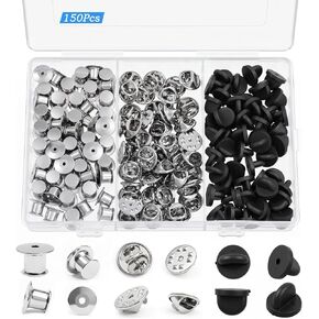 150Pcs 3-Style Pin Backs Set - Locking, Rubber & Metal Clasps for Uniforms in Kuwait