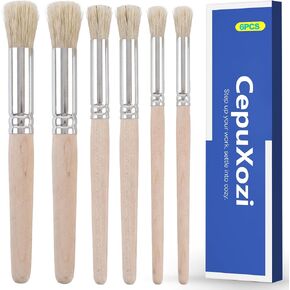 3 Sizes Wooden Stencil Brushes, Natural Bristle Dome Stipple Paint Brush, Stencil Paint Brush for Acrylic Paint, Wall Floor Stenciling DIY Craft Card Making Watercolor Oil Art Supplies in Kuwait