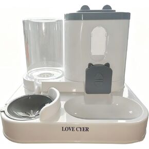 2-in-1 Automatic Pet Feeder, 1600ml Food Dispenser with 800ml Water Dispenser for Cats and Dogs, Going Out at Home (Grey) in Kuwait