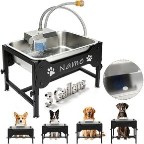 3 Gallon Automatic Dog Water Bowl Dispenser for Large Dogs, Elevated Dog Water Bowl 4 Height Adjustable, Stainless Steel Pet Waterer with Float Valve, Outdoor Non-Slip Water Bowl for Dog in Saudi Arabia