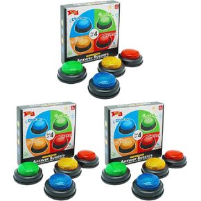 Gelabur Set of 4 Buzzers for Trivia Games, Answer Buzzers for Classroom, Family Feud Jeopardy Buzzer, Game Buzzers with Lights and Sound for Classroom, Game Show Buzzer Buttons in Kuwait