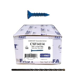 CONFAST 1/4" x 2-3/4" Blue Flat Phillips Concrete Screw Anchor with Drill Bit for Anchoring to Masonry, Block or Brick (100 per Box) in Saudi Arabia