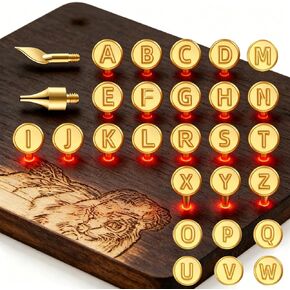 Wood Burning Tips Letters Set, Alphabet Template Branding tip for Embossing and Carving Crafts Carving Iron Paste Tool Adult Embossing Beginner DIY 28Pcs in Kuwait