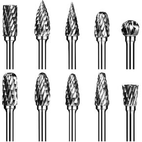 Carbide Burr Set, Die Grinder Bits, 10 PCS 1/8" Shank Double Cut Tungsten Carbide Rotary Burrs Set Compatible with Dremel Bits for Metal Wood Carving Engraving Polishing in Saudi Arabia