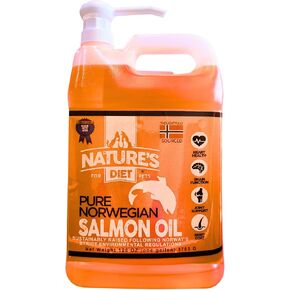 Nature's Diet Pet 32 oz Norwegian Salmon Oil Dogs & Cats - Natural Support for Joint Function Immune Heart Health Appetite Skin & Coat Omega 3 6 9 Liquid Food Topper EPA DHA Fatty Acids in Kuwait
