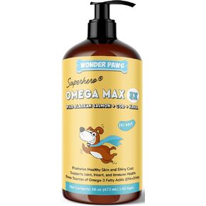 Wonder Paws Fish Oil for Dogs - Omega 3 for Dogs from Alaskan Salmon, Cod & Krill Oil - EPA DHA Fatty Acids - Less Shedding & Itching - Skin, Joint, Immune & Heart Health - Liquid Supplement (16 oz) in Kuwait
