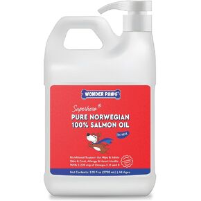 Premium Salmon Oil for Dogs– Pure Norwegian Salmon Oil High in Omega 3 EPA & DHA -Powerful Fish Oil for Dogs Skin & Coat, Hip & Joints, Allergies & Itchy Skin – Omega 3 Fish Oil for Dogs-128oz Liquid in Kuwait