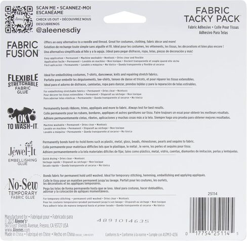 Aleene's Tacky Pack Fabric Glue, 5pk, 0.66 Fl Oz, Clear (25114) in Saudi Arabia
