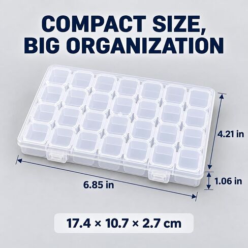 28-Compartment Bead Organizer,Clear Plastic Craft Storage Box with 4 x 7 in Kuwait