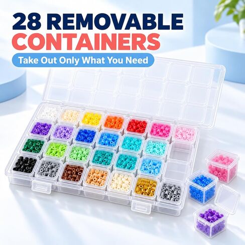 28-Compartment Bead Organizer,Clear Plastic Craft Storage Box with 4 x 7 in Kuwait